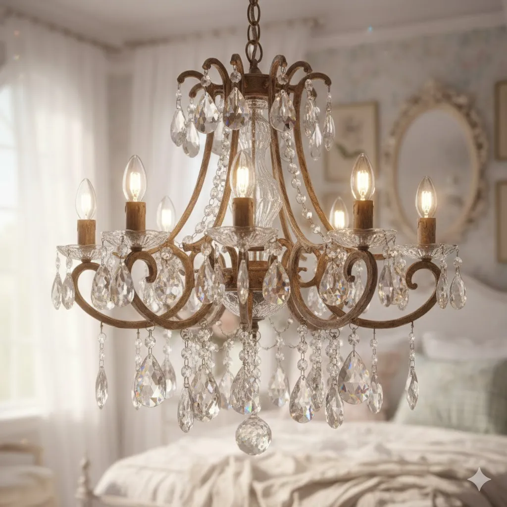 15 Shabby Chic Decor Ideas: A Complete Guide to Timeless, Romantic Interiors 7 Antique Chandelier Detail