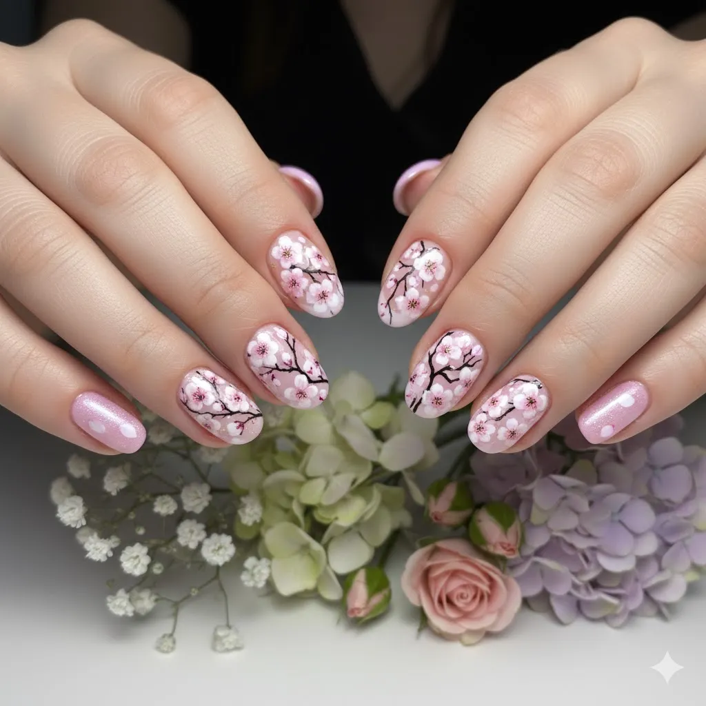 Cherry Blossom Nails