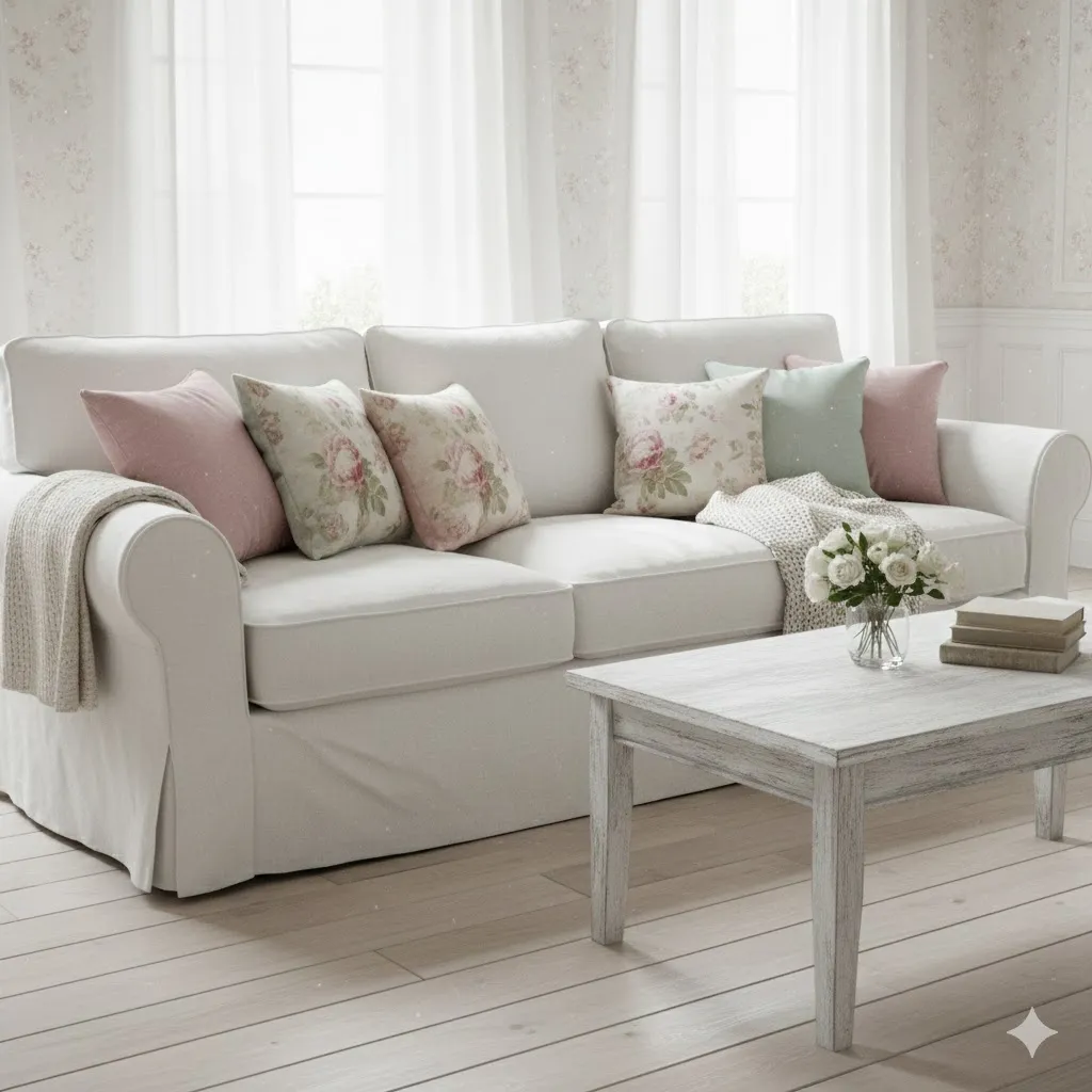 15 Shabby Chic Decor Ideas: A Complete Guide to Timeless, Romantic Interiors 9 Classic Slipcovered Sofa