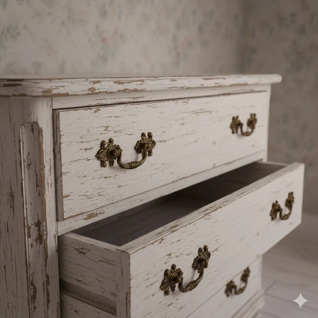 15 Shabby Chic Decor Ideas: A Complete Guide to Timeless, Romantic Interiors 2 Distressed Furniture Close Up