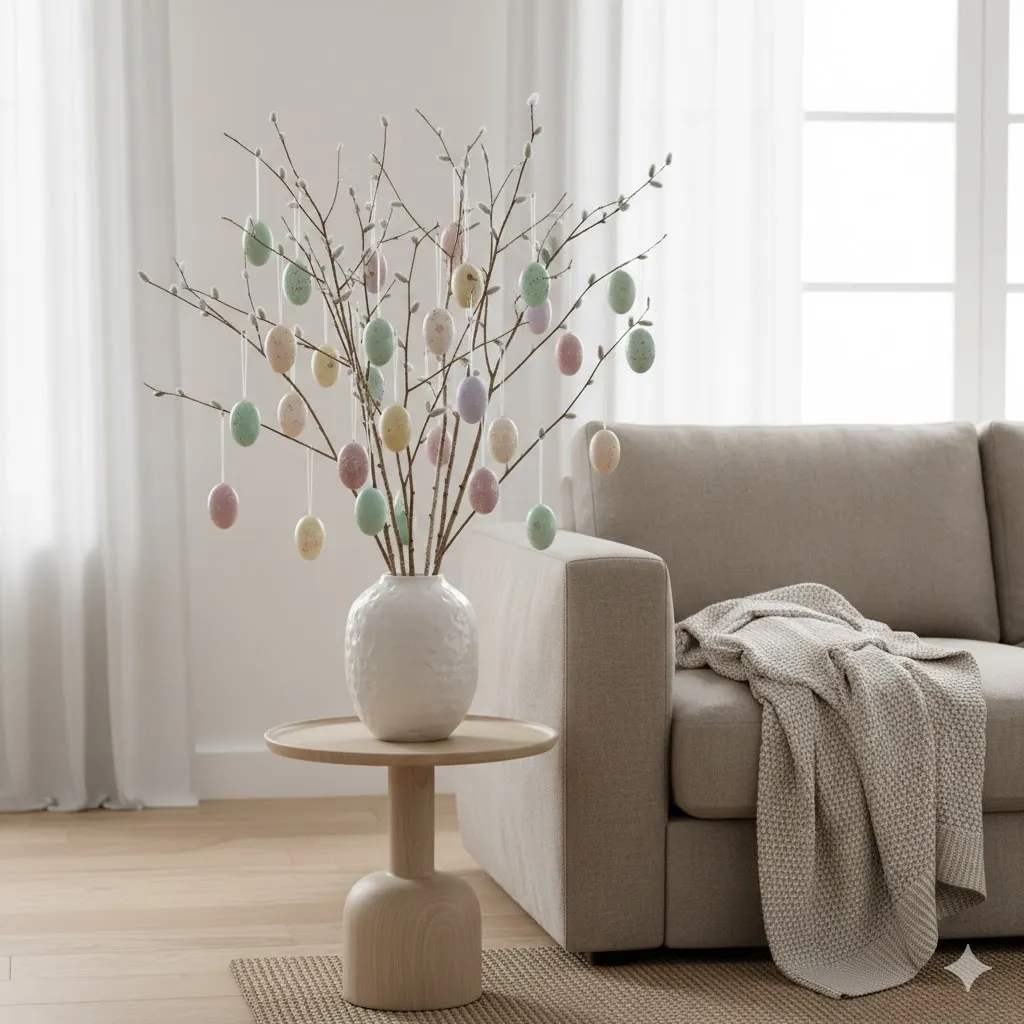 15 Easter Decor Ideas to Make Your Home Bright, Festive & Pinterest-Worthy 5 Easter Tree with Hanging Eggs