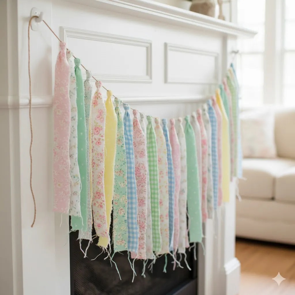 15 Budget-Friendly Easter Home Decor Ideas to Welcome Spring in Style 11 Fabric Scrap Spring Banner
