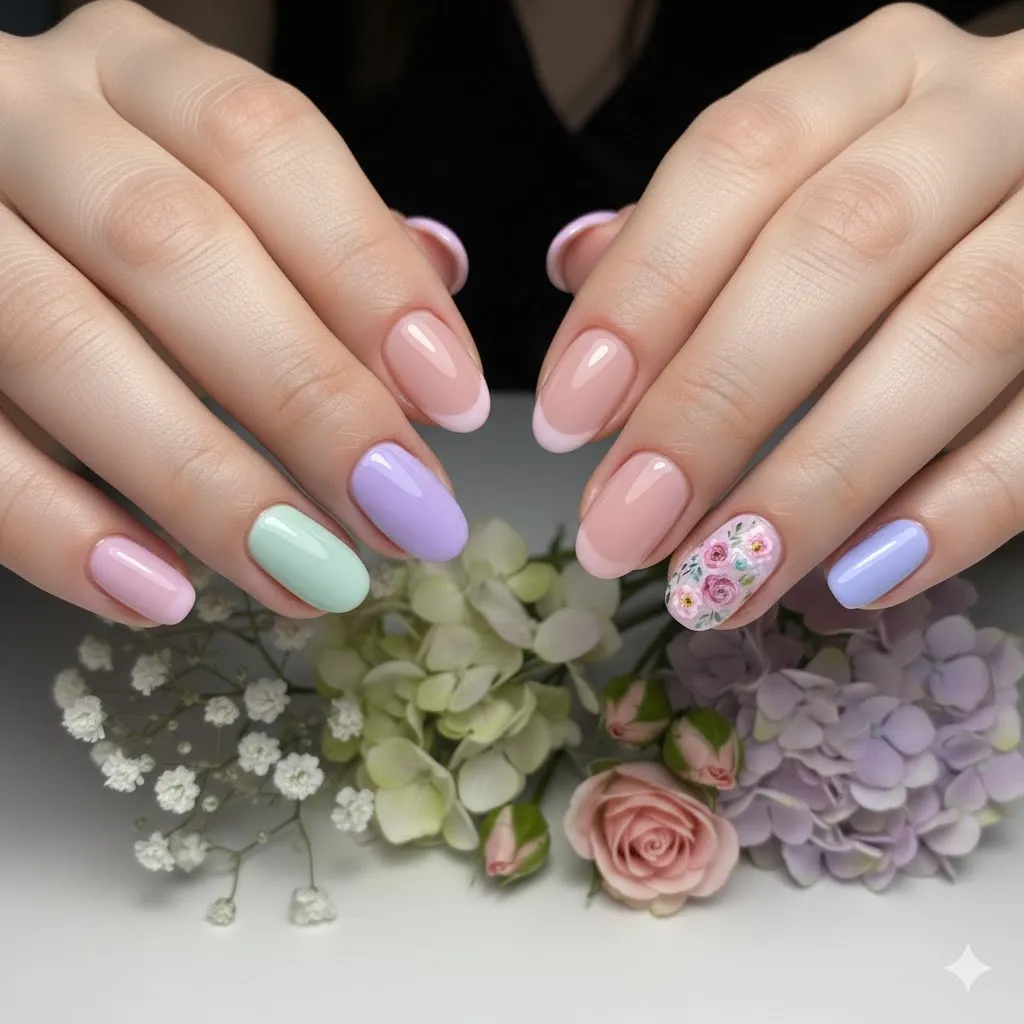 Floral Accent Nails