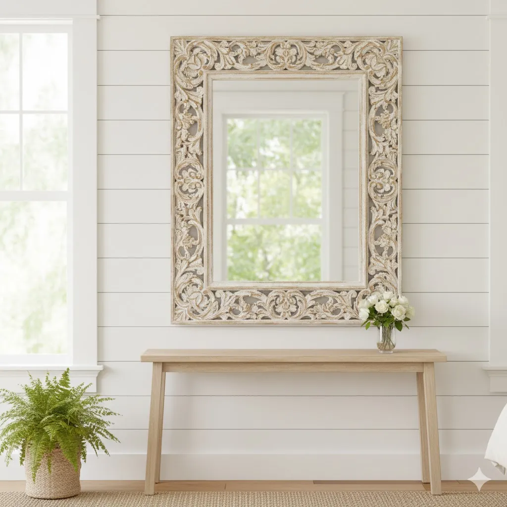 Transforming Your Sanctuary: 17 Floral Bedroom Decor Ideas for a Blooming Retreat 15 Floral Framed Mirror