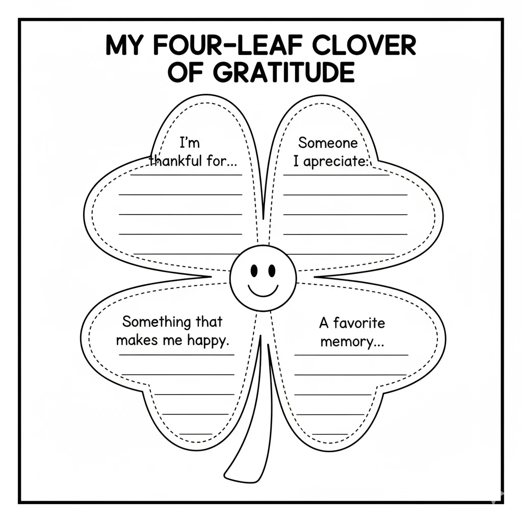 Four Leaf Clover Gratitude Worksheet