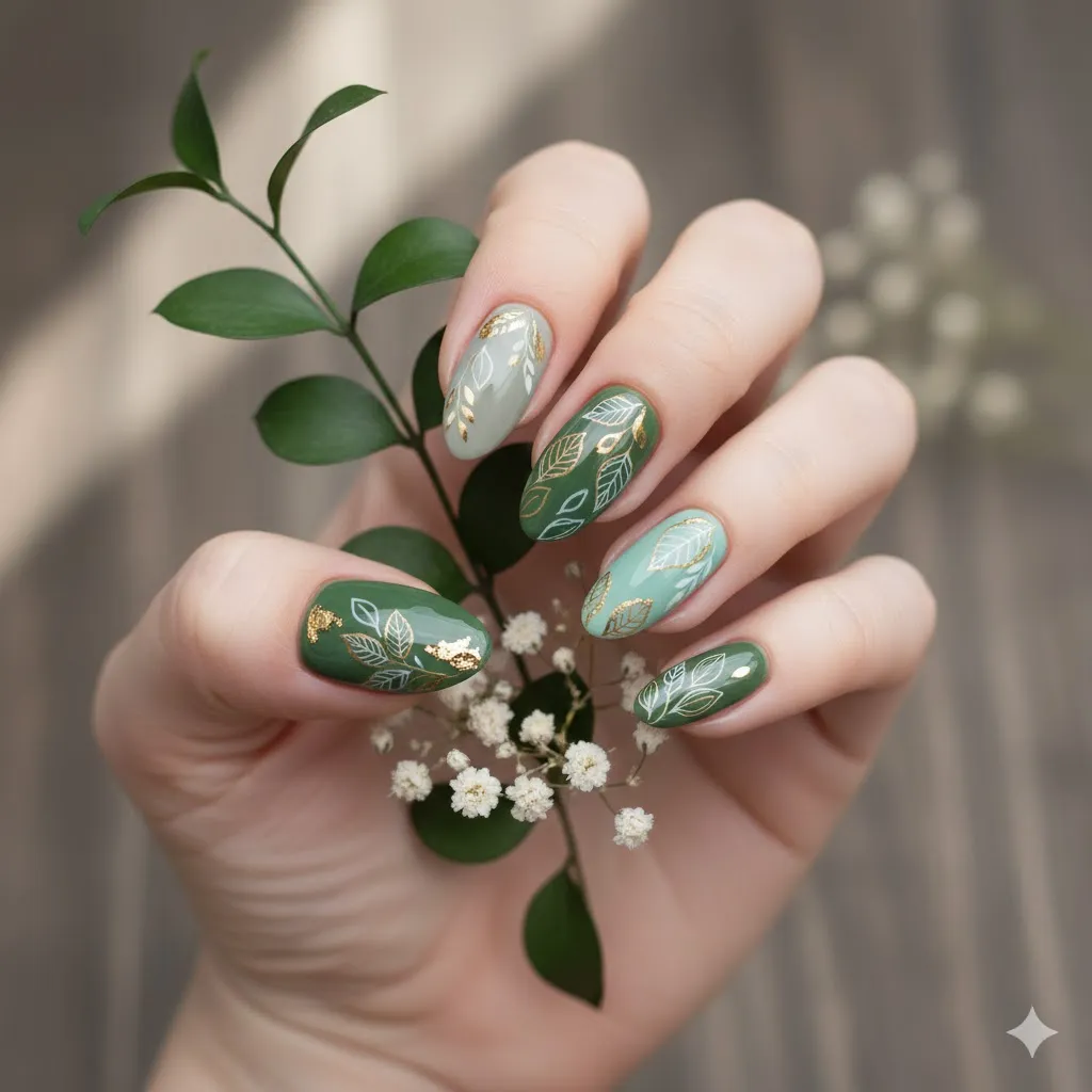 Green Garden Nails
