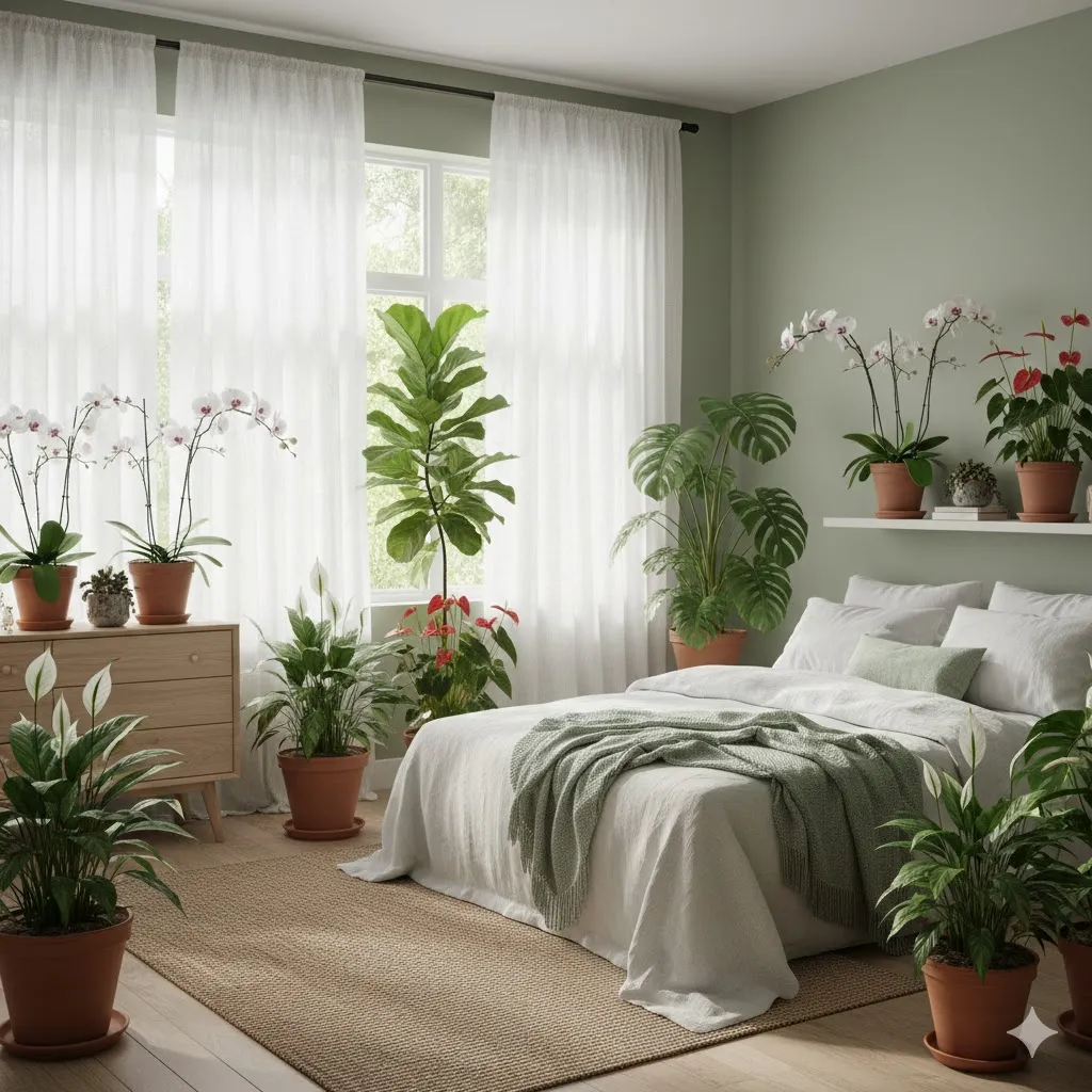 Transforming Your Sanctuary: 17 Floral Bedroom Decor Ideas for a Blooming Retreat 11 Indoor Jungle with Flowering Plants