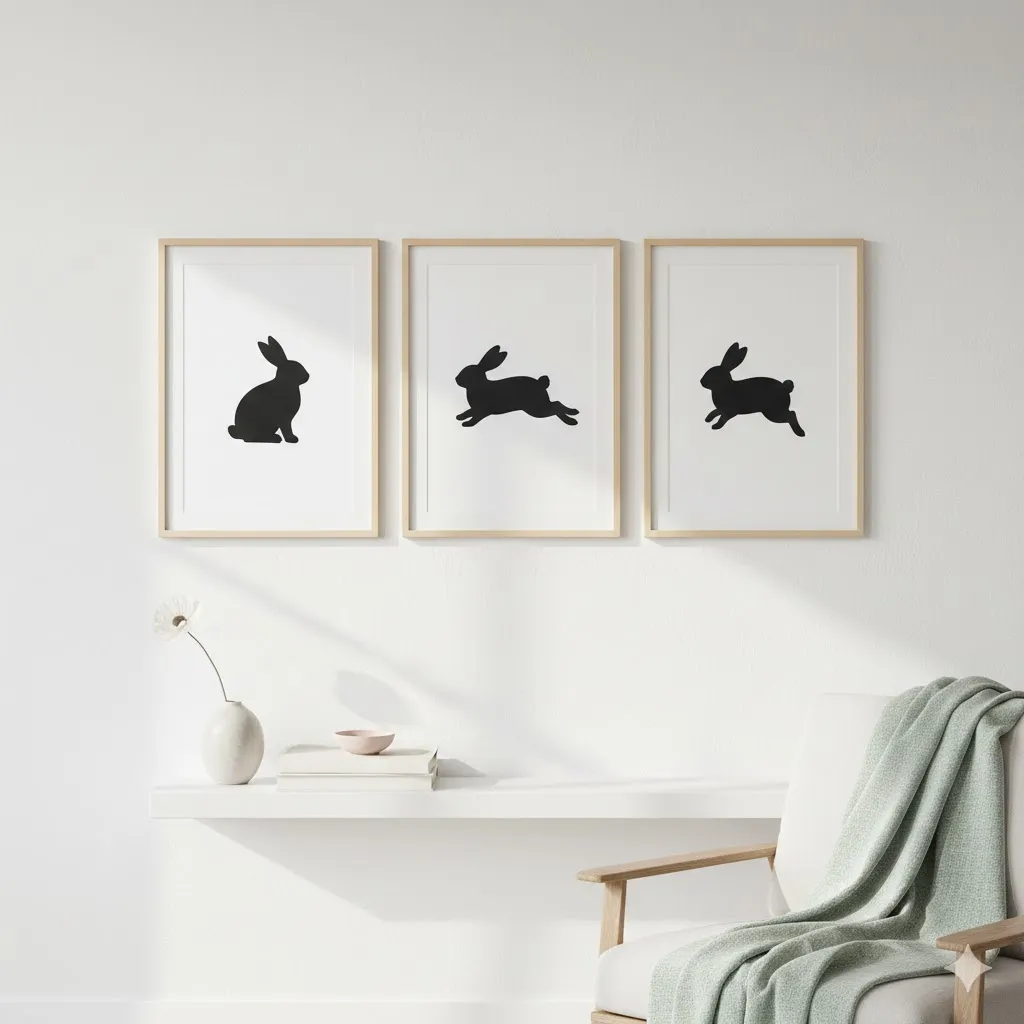 15 Budget-Friendly Easter Home Decor Ideas to Welcome Spring in Style 5 Minimal Bunny Wall Gallery