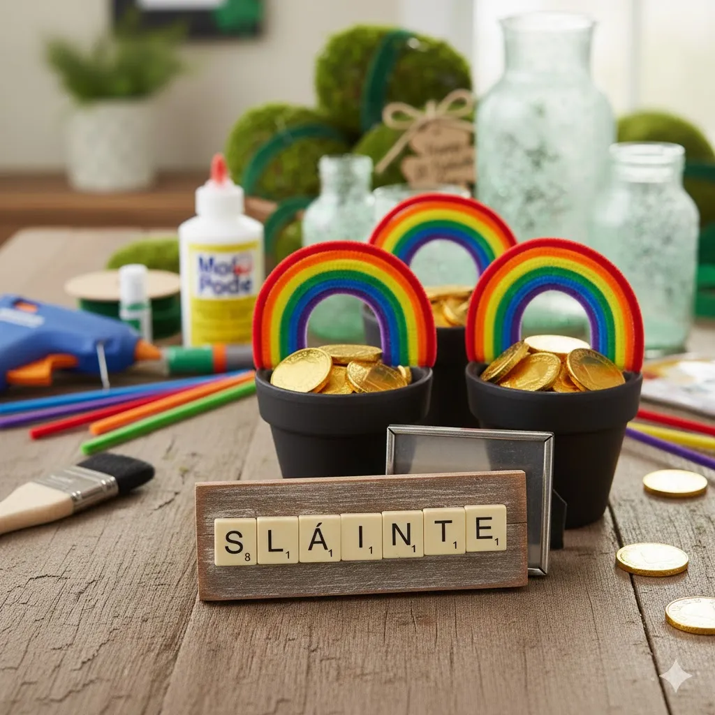 Turning Your Home Emerald: 15 Creative St. Patrick’s Day Crafts 12 Scrabble Tile Signage