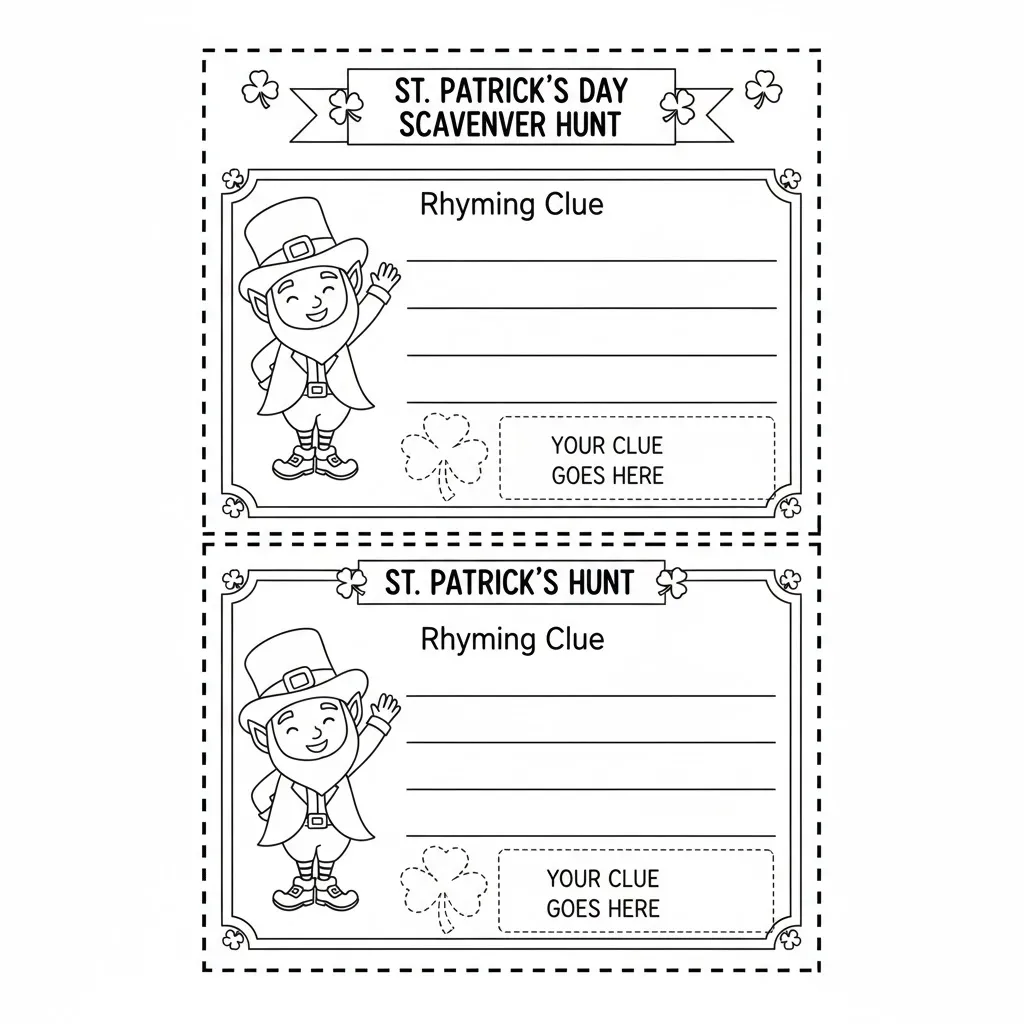 Shamrock Scavenger Hunt Clue Card