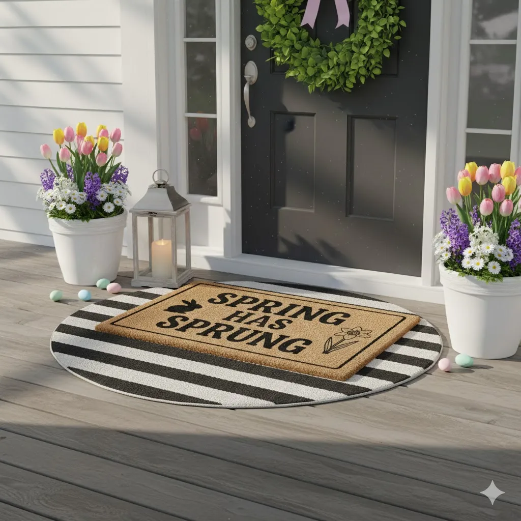 15 Budget-Friendly Easter Home Decor Ideas to Welcome Spring in Style 12 Spring Entryway Doormat