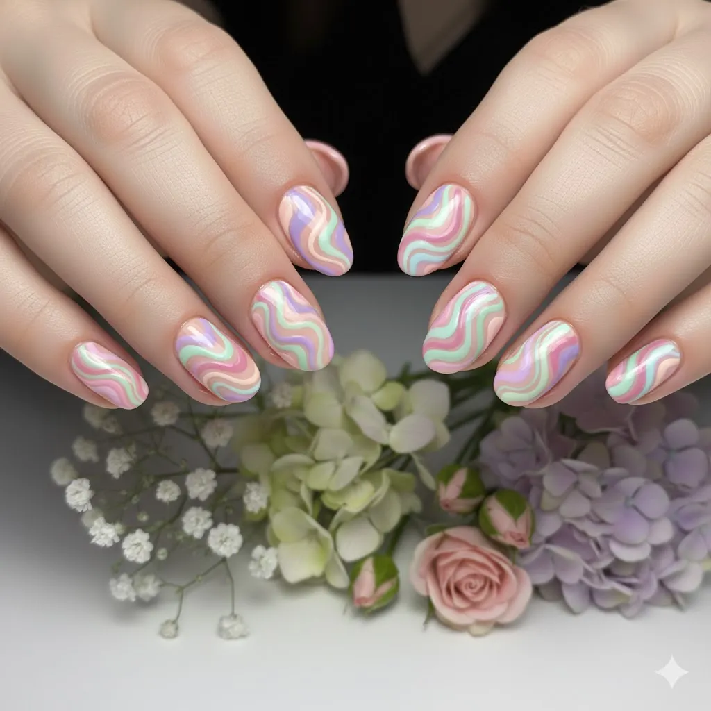 Spring Swirl Nails