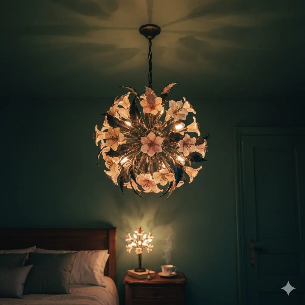 Transforming Your Sanctuary: 17 Floral Bedroom Decor Ideas for a Blooming Retreat 7 Whimsical Floral Chandelier