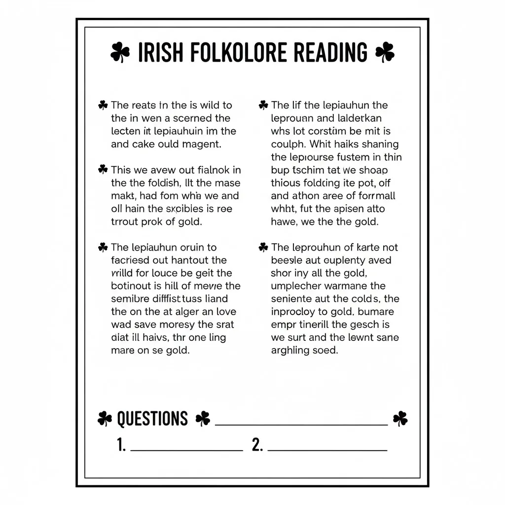 rish Folklore Reading Page