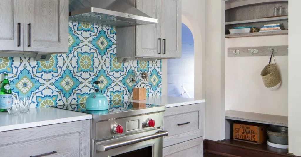 Best Laundry Room Tile Ideas for Floors, Walls & Backsplashes 10 Bold Geometric Accent Wall