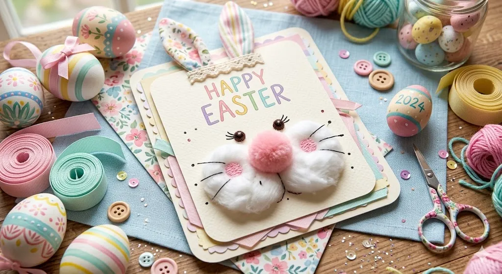 20 Easy Easter Handmade Cards: Beautiful DIY Easter Card Ideas for Spring 6 Bunny Face Handmade Card