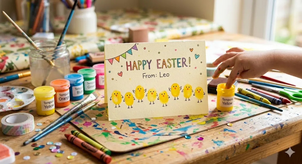20 Easy Easter Handmade Cards: Beautiful DIY Easter Card Ideas for Spring 4 Fingerprint Chick Card