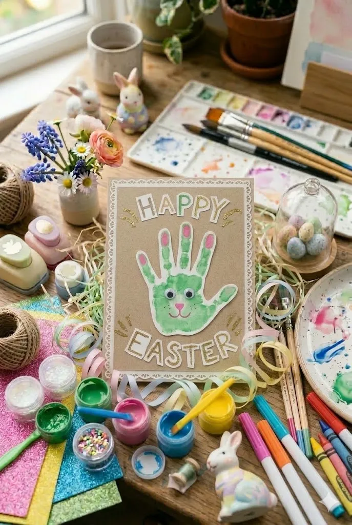 20 Easy Easter Handmade Cards: Beautiful DIY Easter Card Ideas for Spring 12 Handprint Bunny Card