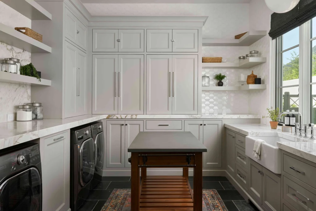 Best Laundry Room Tile Ideas for Floors, Walls & Backsplashes 9 Light Gray Matte Porcelain