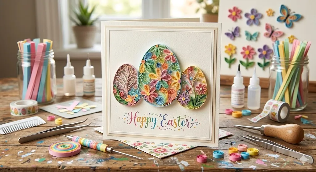 20 Easy Easter Handmade Cards: Beautiful DIY Easter Card Ideas for Spring 18 Paper Quilling Easter Card