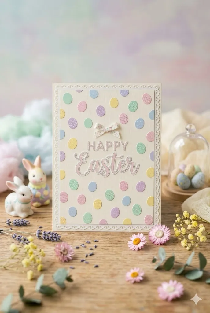 20 Easy Easter Handmade Cards: Beautiful DIY Easter Card Ideas for Spring 13 Pastel Polka Dot Easter Card