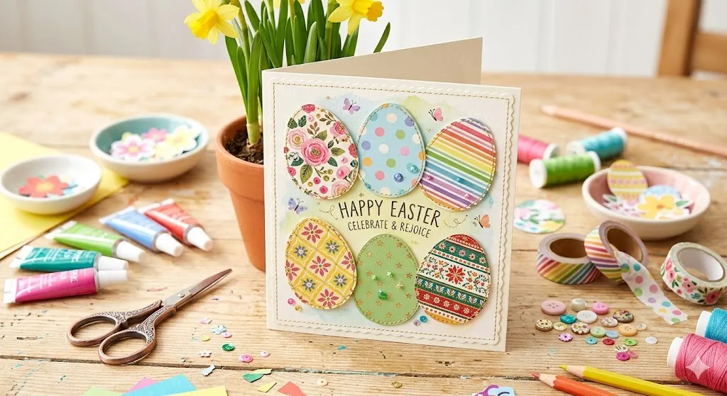 20 Easy Easter Handmade Cards: Beautiful DIY Easter Card Ideas for Spring 16 Patterned Easter Egg Card