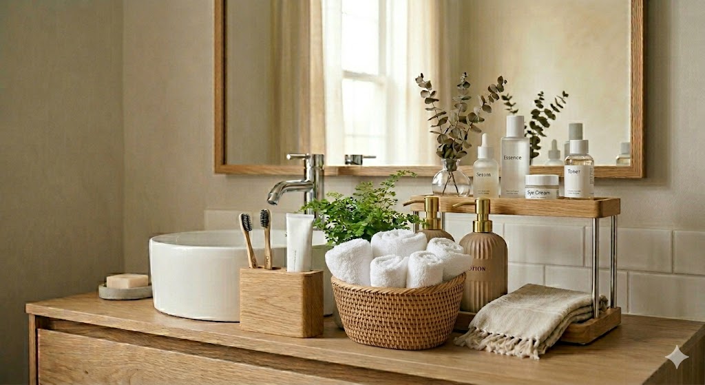 15 Creative Bathroom Countertop Accessories Ideas to Transform Your Vanity 9 Rolled Towels