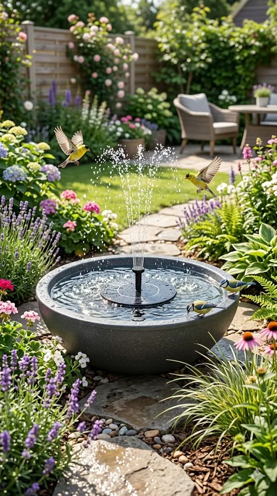 14 Charming Bird Bath Ideas for Landscaping | Garden Design Inspiration 4 Solar Fountain Bird Bath