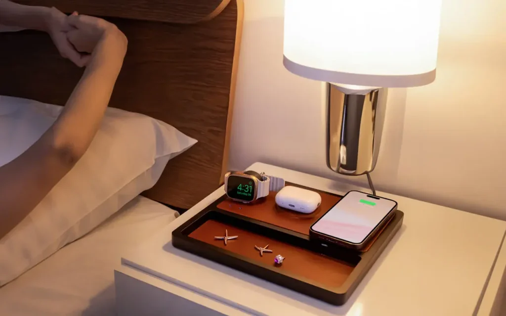 10 Clever Ways to Hide Chargers, Cables & Tech Clutter in Your Bedroom 6 TRIO saddle 5 1 1