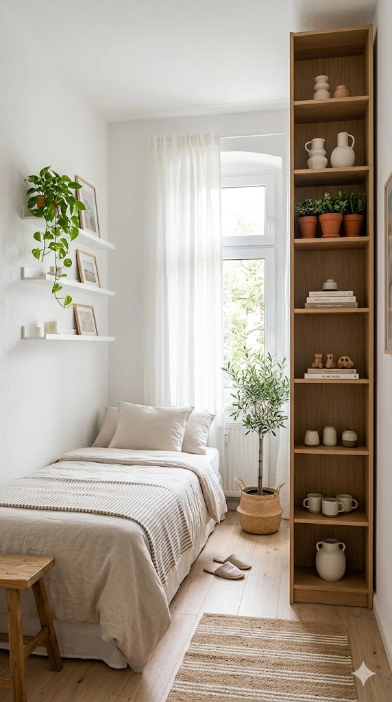 15 Aesthetic Small Bedroom Ideas: The Ultimate Guide to Cozy, Small-Space Living 3 Vertical Storage Design