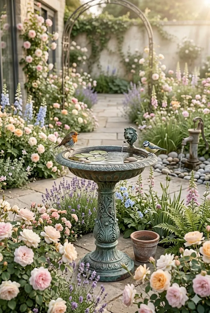 14 Charming Bird Bath Ideas for Landscaping | Garden Design Inspiration 8 Vintage Bird Bath Design