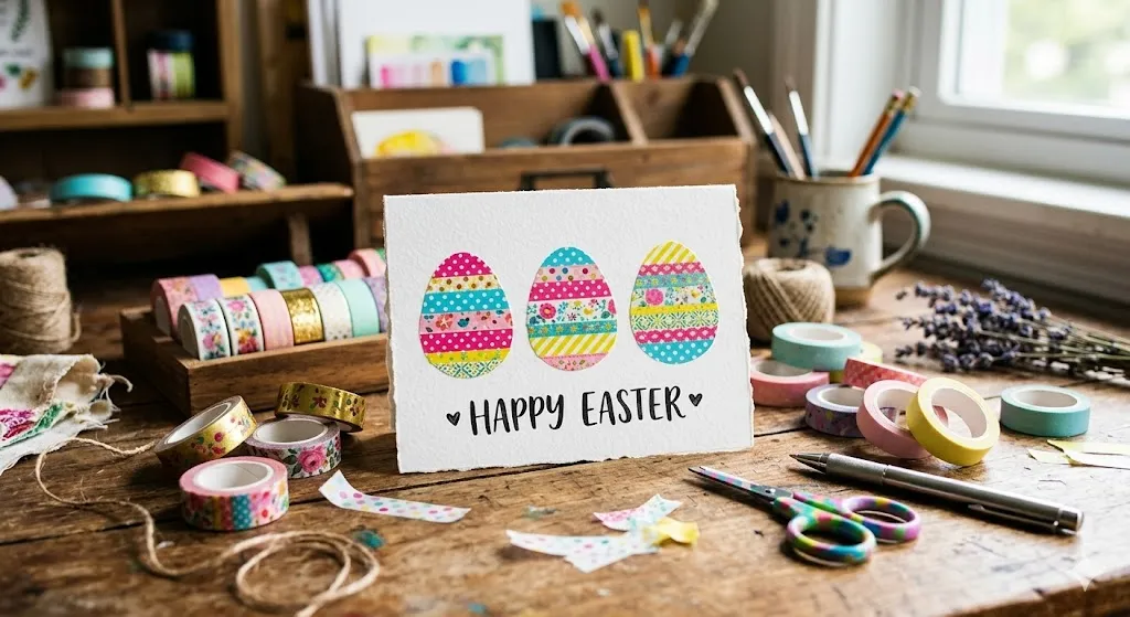 20 Easy Easter Handmade Cards: Beautiful DIY Easter Card Ideas for Spring 9 Washi Tape Easter Egg Card