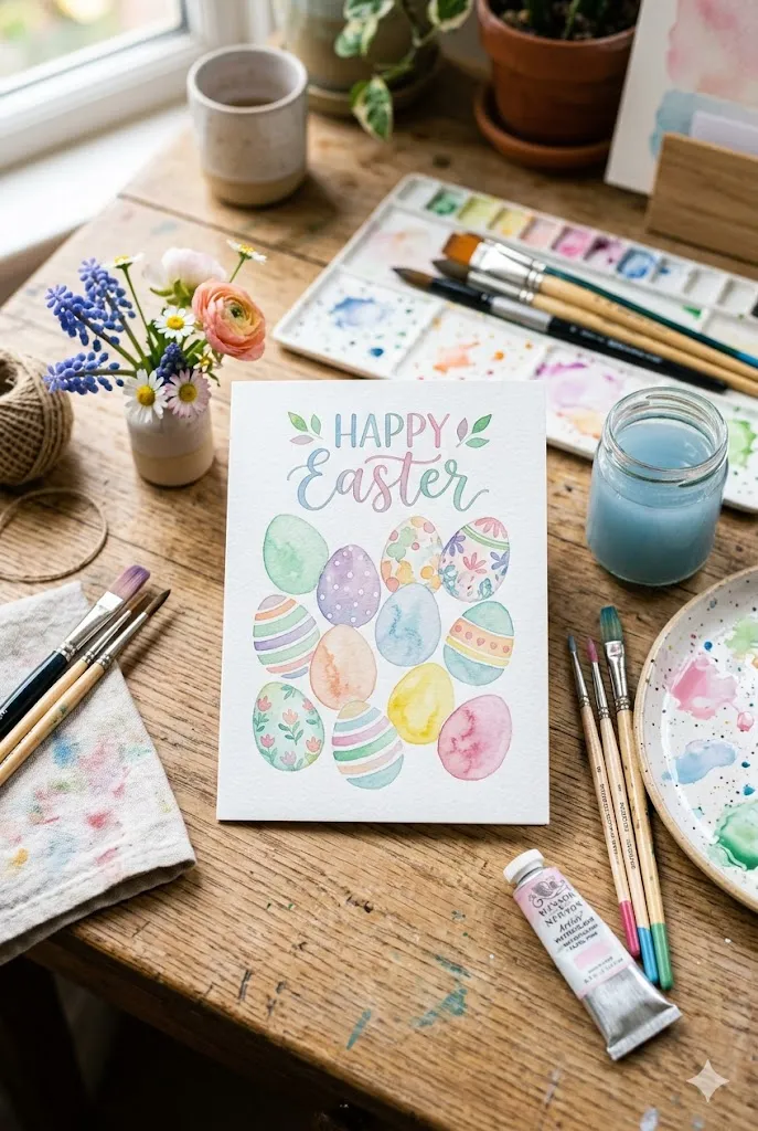 20 Easy Easter Handmade Cards: Beautiful DIY Easter Card Ideas for Spring 3 Watercolor Easter Egg Card