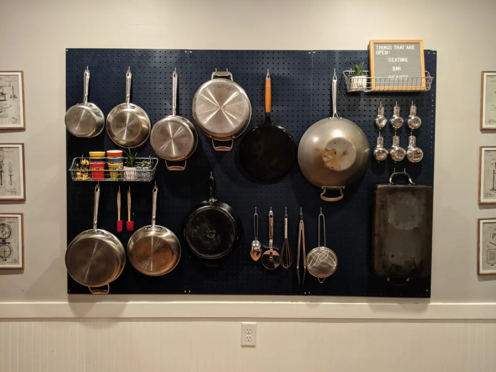 Pots and Pans Storage Ideas for Any Kitchen 9 pedboard pot