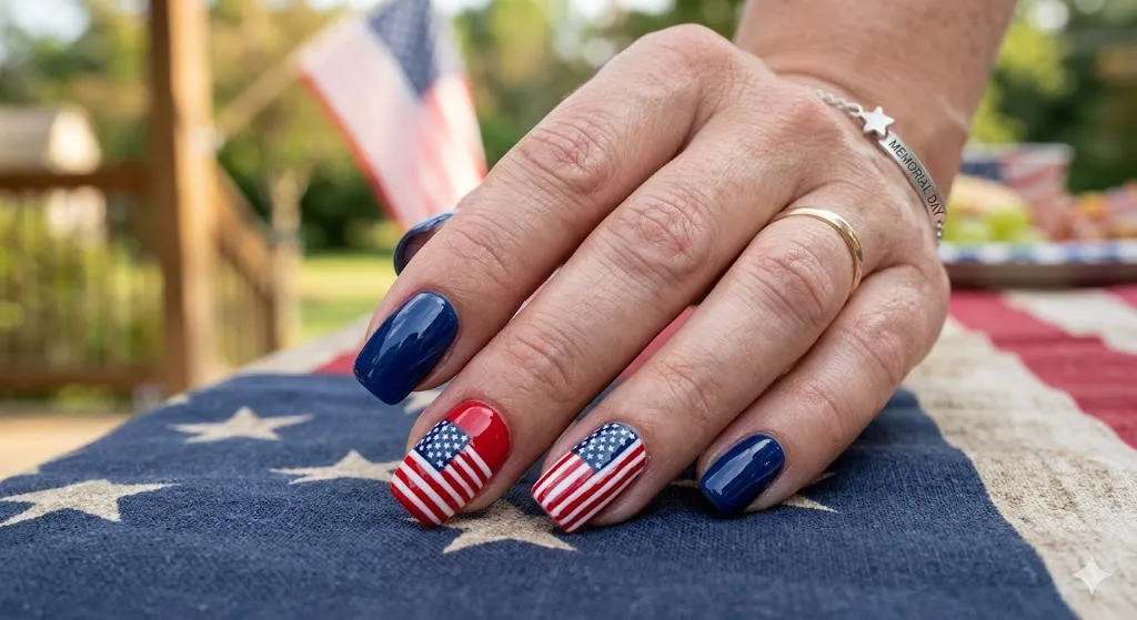 American flag nail art