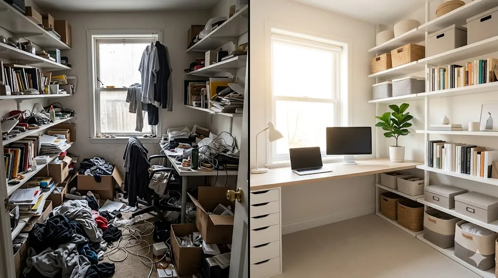 7 Small Room Organization Tricks That Make Tiny Spaces Feel Twice as Big in 2026 3 before and after