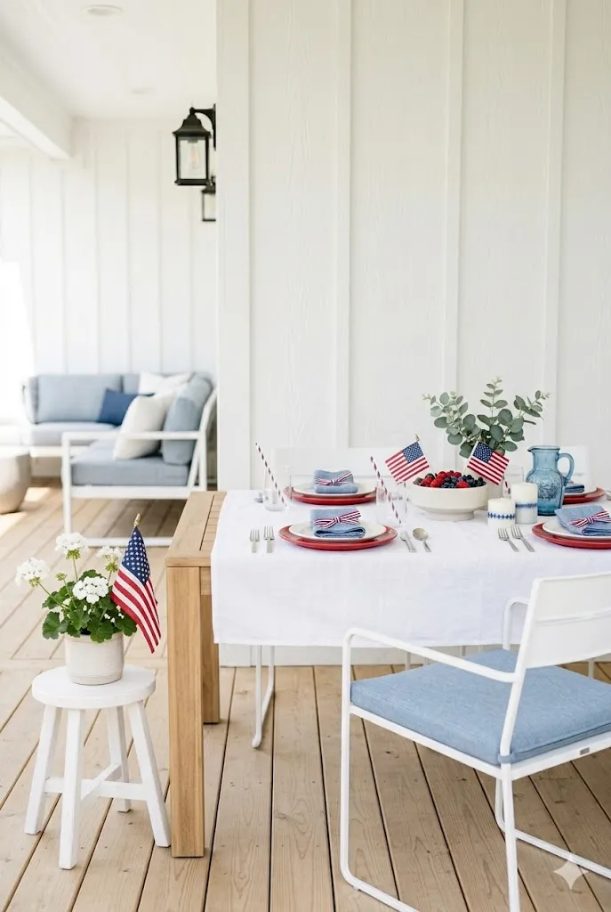 How to Decorate for Memorial Day Outside: 15 Patriotic Outdoor Ideas for a Memorable 2026 Celebration 6 festive patriotic table setting