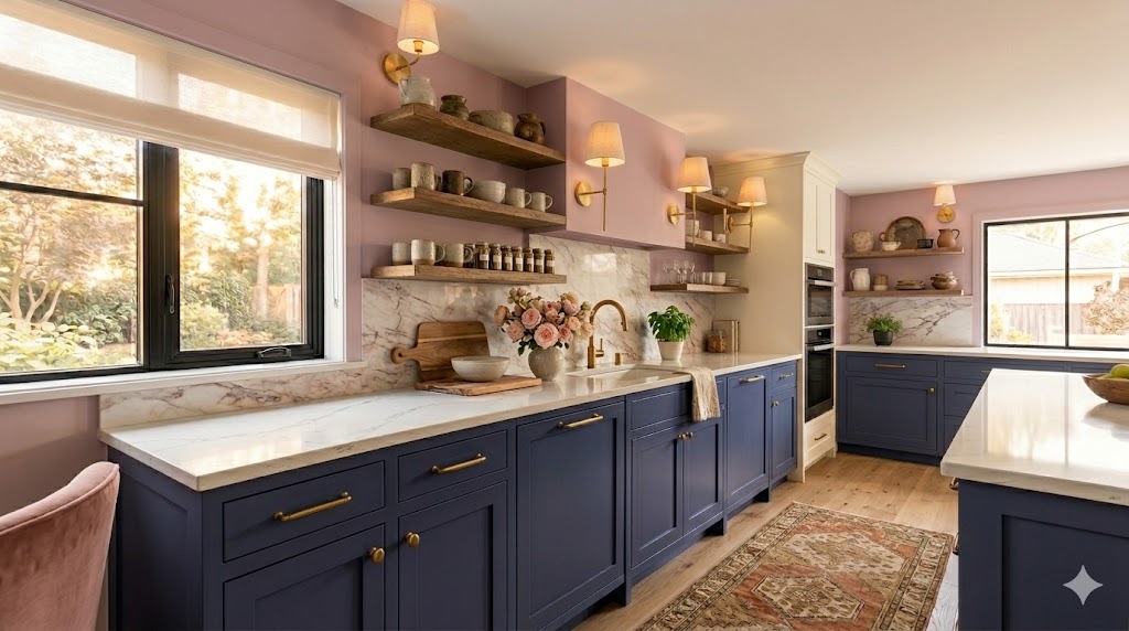 15 Two Tone Kitchen Cabinet Paint Ideas for a Stunning Kitchen Transformation in 2026 11 indigo blue lower cabinets