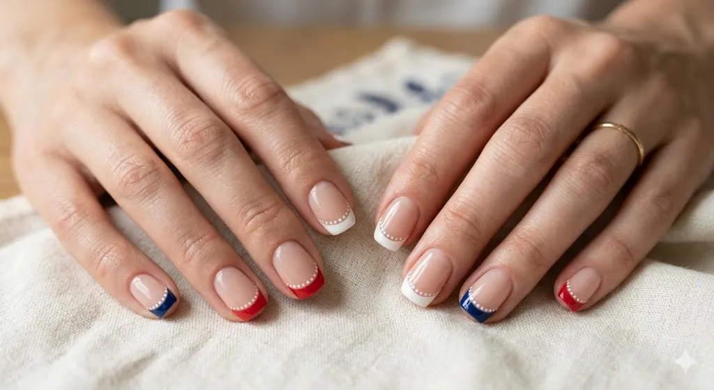 patriotic French tip nails 1