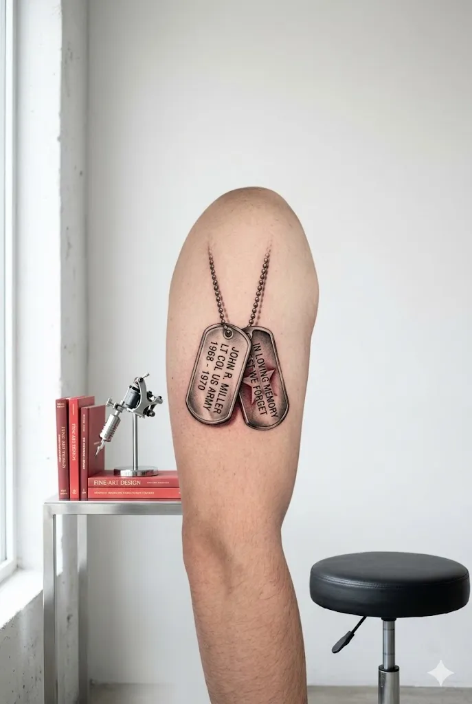 realistic military dog tags tattoo