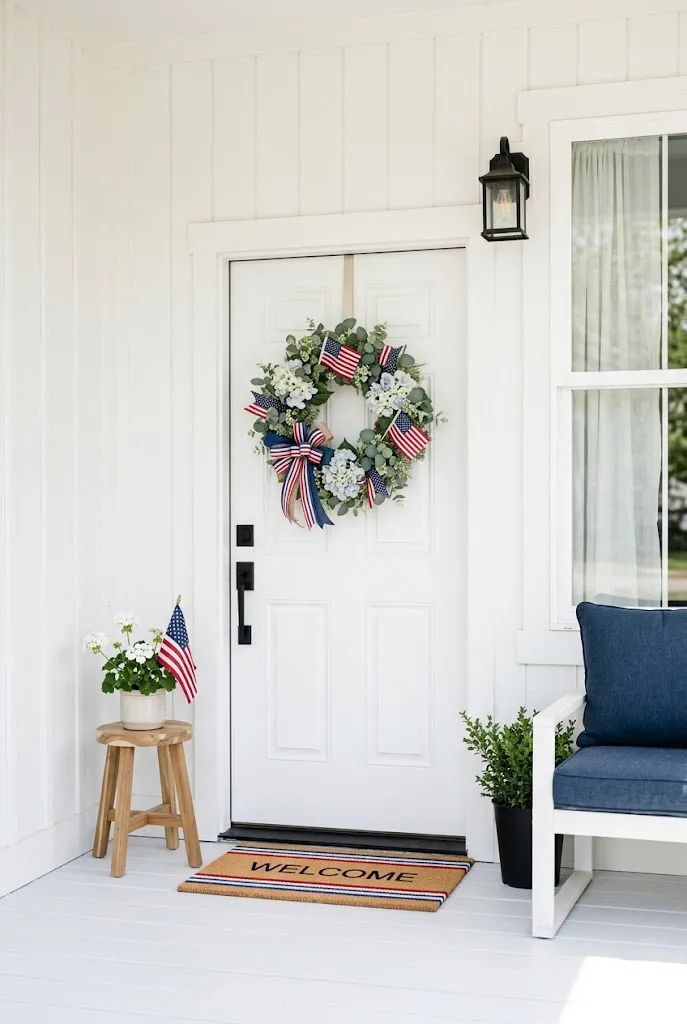 How to Decorate for Memorial Day Outside: 15 Patriotic Outdoor Ideas for a Memorable 2026 Celebration 4 red white and blue patriotic wreath