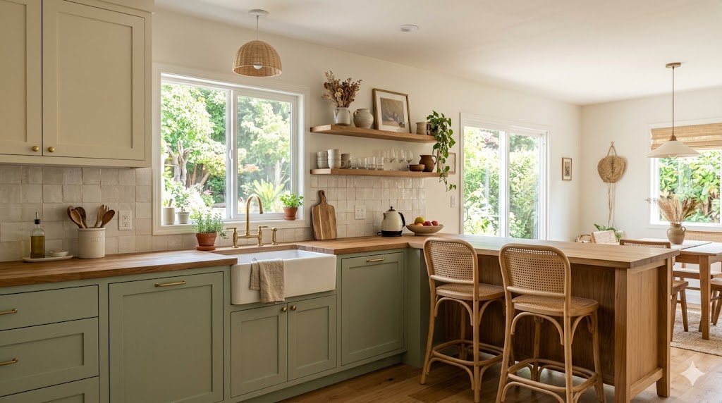 15 Two Tone Kitchen Cabinet Paint Ideas for a Stunning Kitchen Transformation in 2026 4 soft sage green lowers