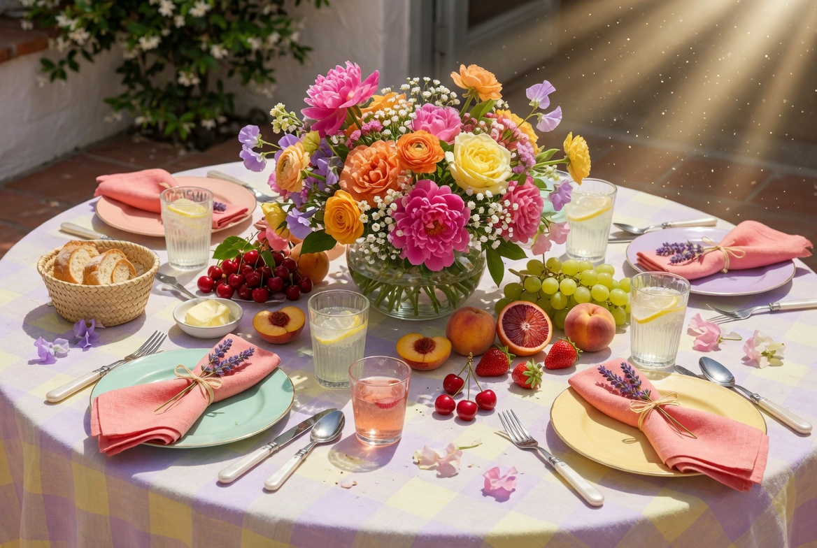 A vibrant summer dining table f