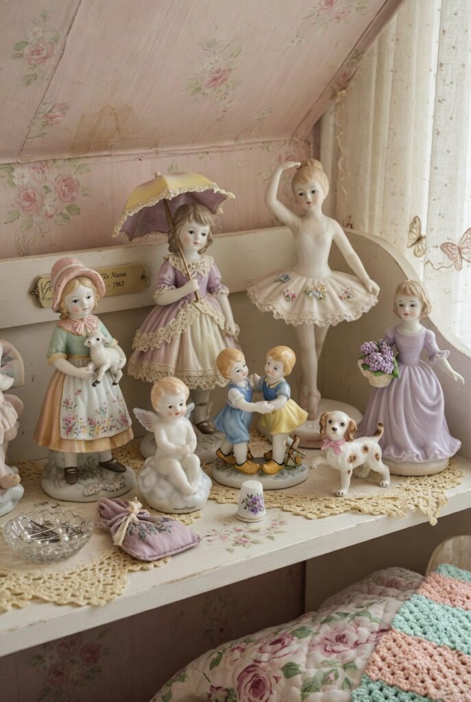 13 Vintage Grandma Bedroom Decor Ideas for a Warm & Nostalgic Home 6 Collection of vintage porcelain figurines