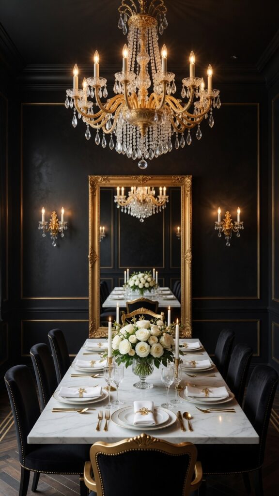 17 Room Color Schemes to Transform Your Home in 2026 6 dining room with deep black walls