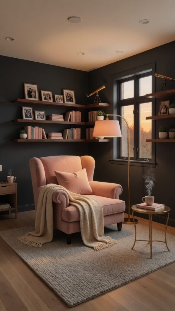 17 Room Color Schemes to Transform Your Home in 2026 17 reading nook or office with charcoal gray walls